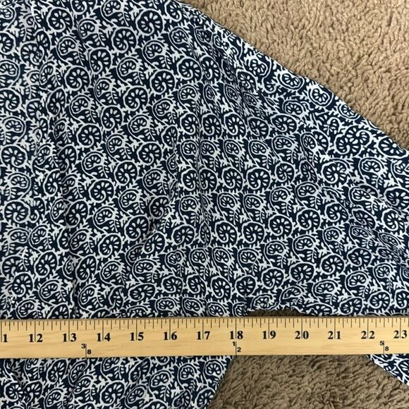 NWT Talbots Navy White Print 3/4 Sleeves Wrap Blouse size S Business Casual - Picture 6 of 9